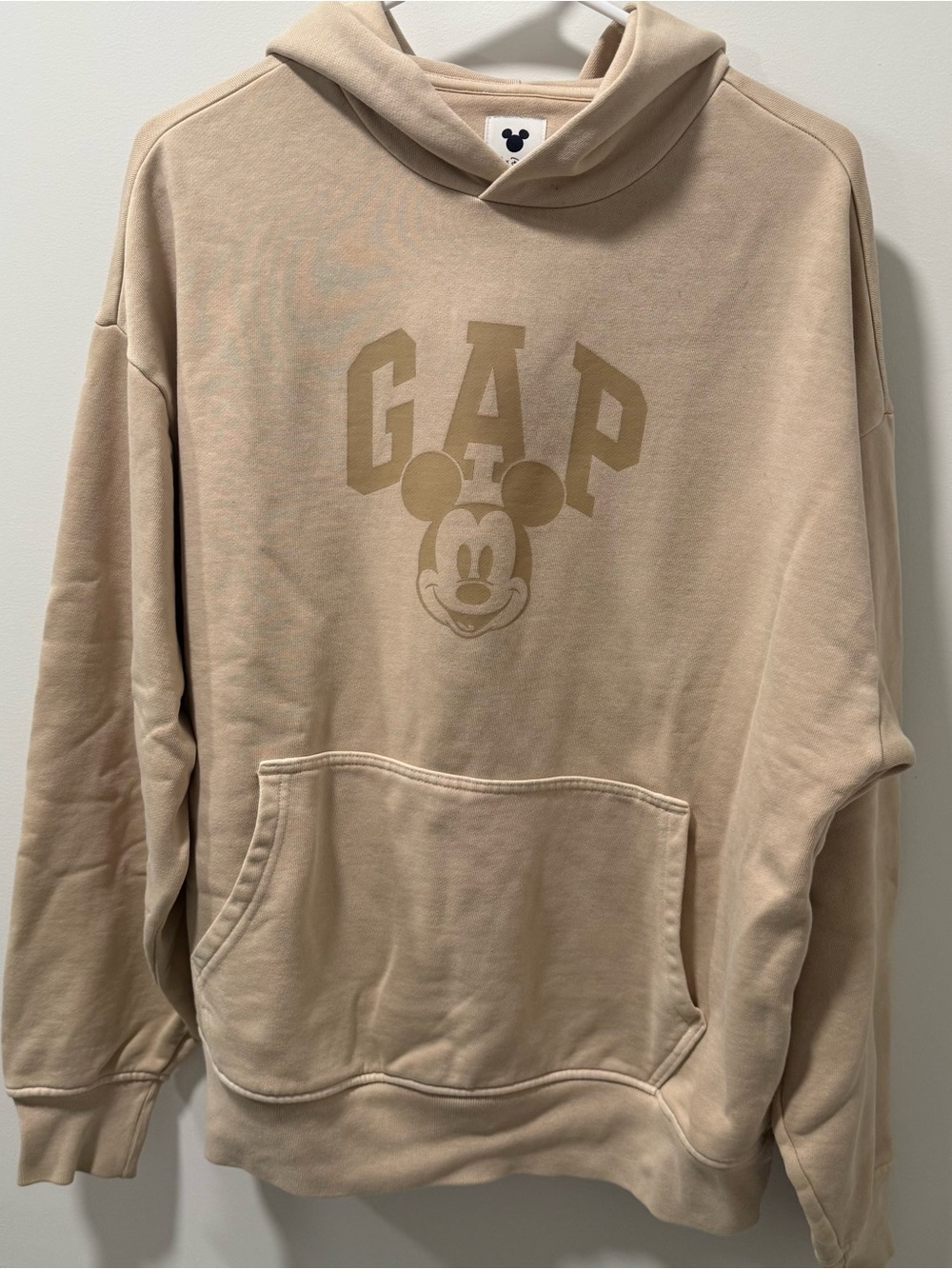 GAP Beige Mickey Graphic Crewneck Hoodie